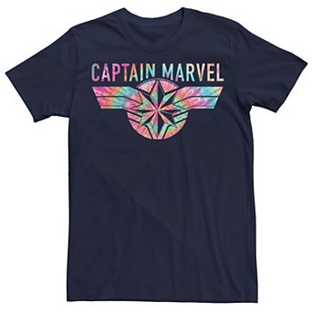 Men's Marvel Captain Marvel Tie Dye Logo Fill Tee