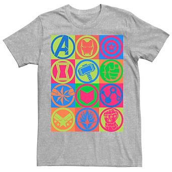 Men's Marvel Avengers: Endgame Colorful Symbol Box Up Tee