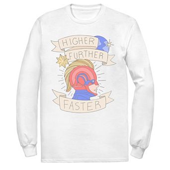 Men's Marvel Captain Marvel Higher Further Faster Banner Tee