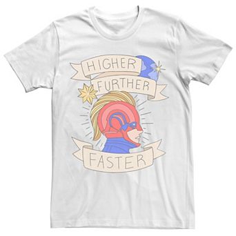 Men's Marvel Captain Marvel Higher Further Faster Banner Tee