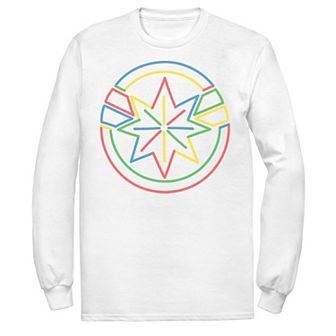 Men's Marvel Captain Marvel Colorful Line Art Logo Tee