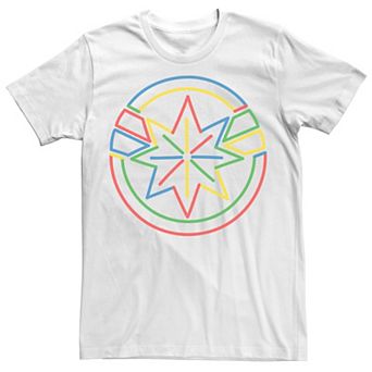 Men's Marvel Captain Marvel Colorful Line Art Logo Tee