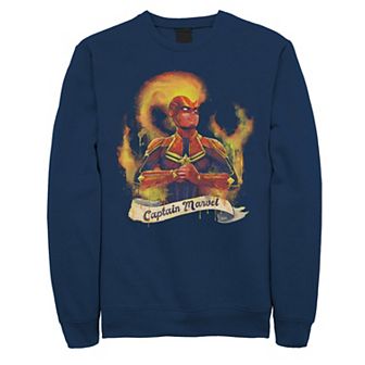 Men's Marvel Captain Marvel Flame Portrait Sweatshirt