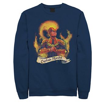 Men's Marvel Captain Marvel Flame Portrait Sweatshirt