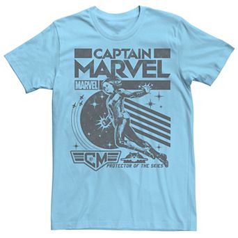 Men's Marvel Captian Marvel Black And White Poster Tee