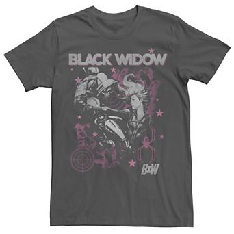 Men's Marvel Black Widow Poster Black And White Tee