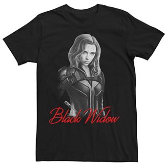 Men's Marvel Black Widow Mono Black And White Poster Tee