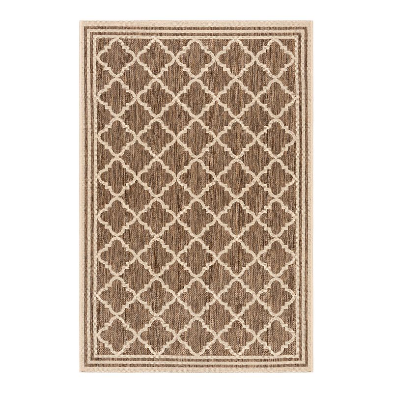 Safavieh Beach House Leah Indoor Outdoor Rug, Beig/Green, 6.5 Ft Sq