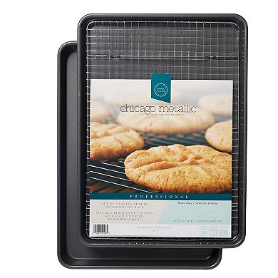 Chicago Metallic Professional Nonstick Cookie Pan Set with Cooling Rack