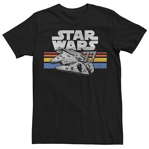 Men's Star Wars Millennium Falcon 77 Retro Lines Logo Tee