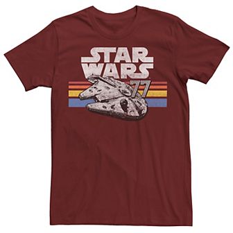 Men's Star Wars Millennium Falcon 77 Retro Lines Logo Tee
