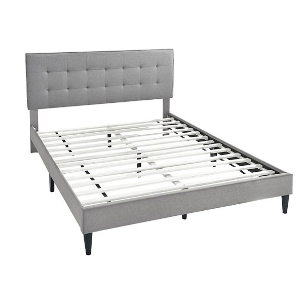 Pulaski Grid Tufted Upholstered, Upholstered Queen Size Platform Bed With Cushioned Headboard