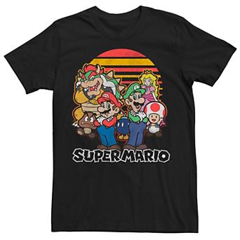 Men's Super Mario Retro Sunset Group Shot Tee