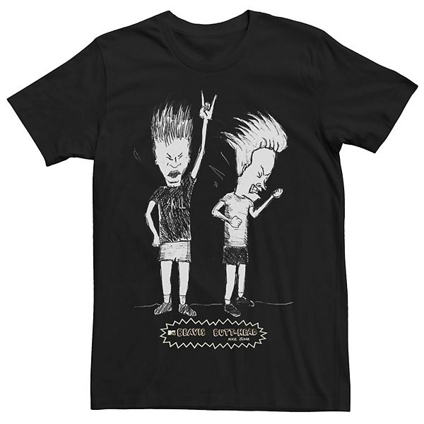 Men's Beavis and Butthead Rock Out Fill Sketch Tee