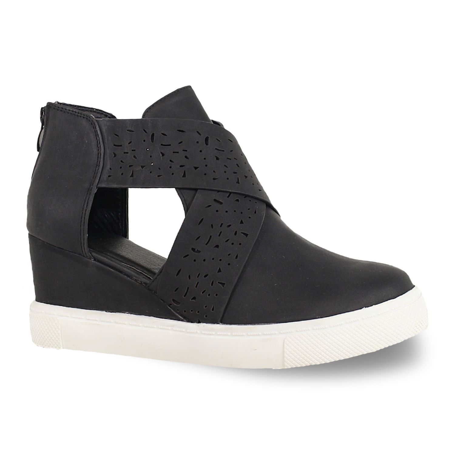 criss cross wedge sneaker