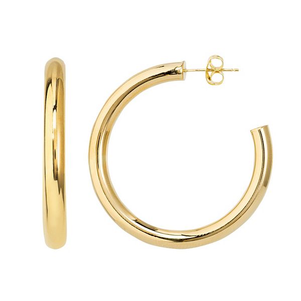 14k Gold Post Open Hoop Earrings