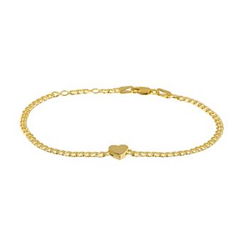 Color Romance 14k Gold Adjustable Heart Charm Bracelet