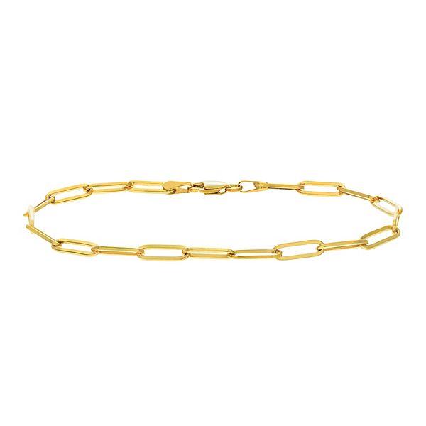 14k Gold Paper Clip Chain Bracelet - Yellow