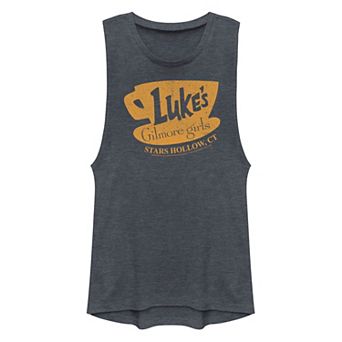 Juniors' Gilmore Girls Luke's Distressed Sign Muscle Graphic Tank Top