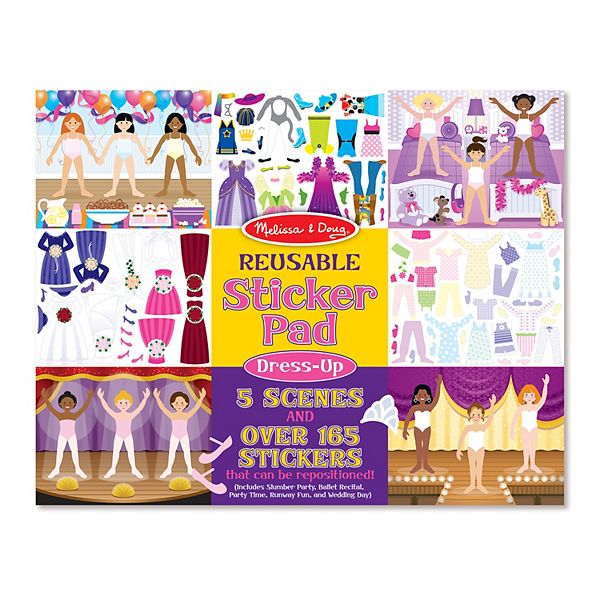 Melissa & Doug Reusable Sticker Pad: Dress-Up - 165+ Reusable Stickers - Dress Up