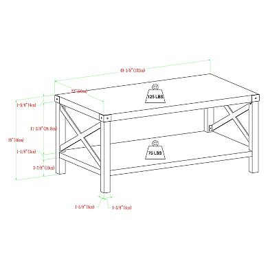 Banbury Designs X-Frame Farmhouse Wood Coffee Table