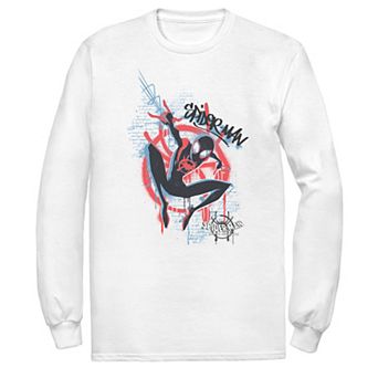 Men's Marvel Spiderverse Blue Red Brick Graffiti Tee