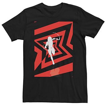 Men's Marvel Black Widow Striped Logo Silhouette Tee