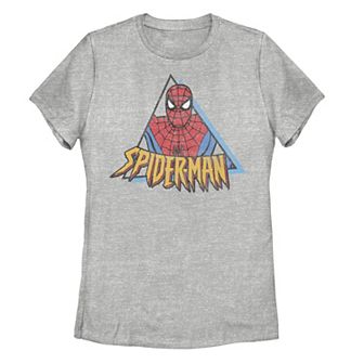 Juniors' Marvel Spider-Man Retro Triangle Graphic Tee