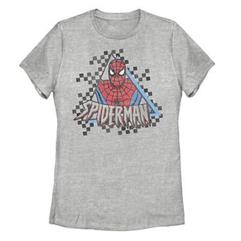 Juniors' Marvel Spider-Man Checkerboard Graphic Tee