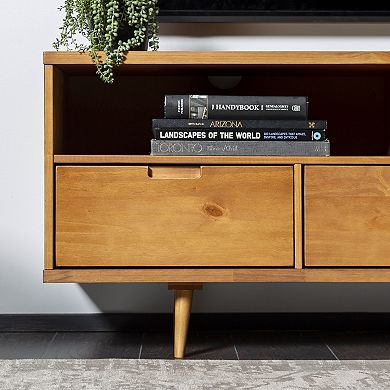 Banbury Designs Mid-Century Modern Solid Wood TV Stand