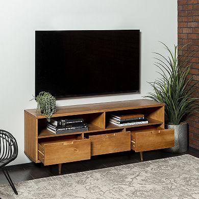 Banbury Designs Mid-Century Modern Solid Wood TV Stand