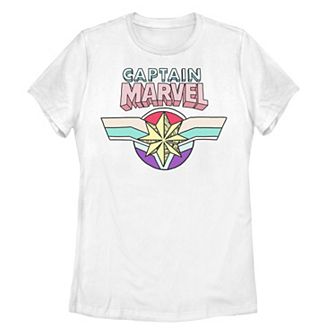 Juniors' Captain Marvel Cartoon Logo Tee