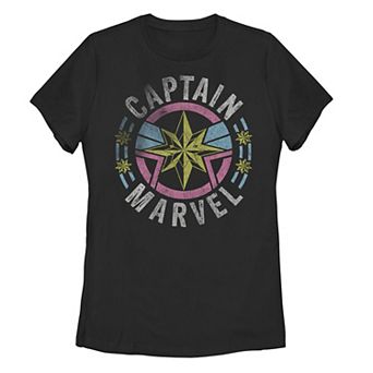 Juniors' Captain Marvel '90s Style Logo Tee
