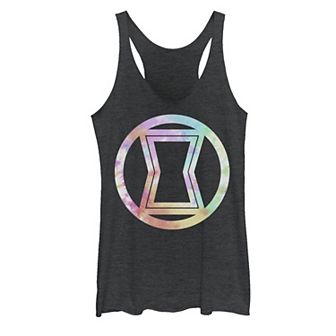 Juniors' Marvel Black Widow Tie Dye Symbol Tank Top