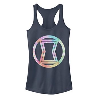 Juniors' Marvel Black Widow Tie Dye Symbol Tank Top