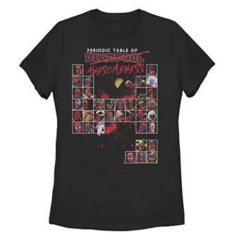 Juniors' Marvel Deadpool Periodic Table Of Awesomeness Tee