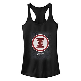 Juniors' Marvel Gamerverse Black Widow Logo on Hexagon Background Tank Top