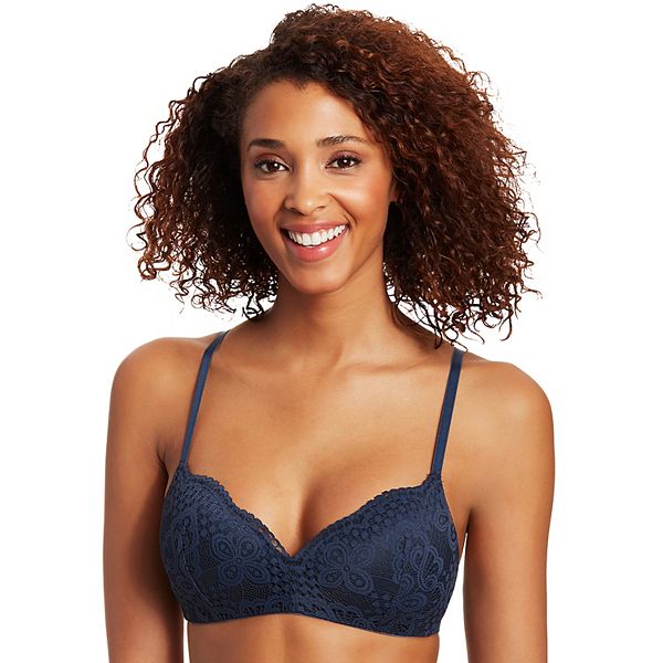 Maidenform womens Pure Comfort Lace Push-up Wireless Dm7680 Push Up Bra,  Black, Large US at  Women's Clothing store
