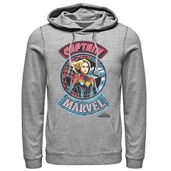 Men's Marvel Captain Marvel Stitched Patched Portrait Hoodie