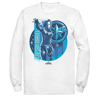 Men's Marvel Captain Marvel Reflective Blue Circle Logo Tee