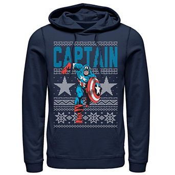 Men's Marvel Captain America Stars Ugly Christmas Sweater Hoodie