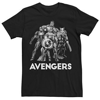 Men's Marvel Avengers Black & White Group Shot Tee