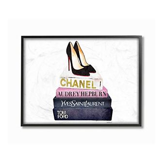 Stupell Home Decor Glam Book Black Heels Framed Wall Art