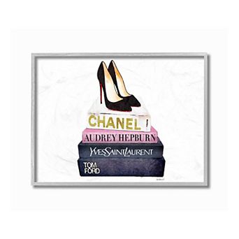 Stupell Home Decor Glam Book Black Heels Framed Wall Art