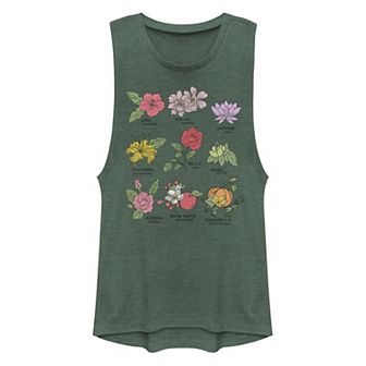 Disney Princesses Juniors' Types Of Flowers Muscle Tank Top