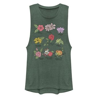 Disney Princesses Juniors' Types Of Flowers Muscle Tank Top