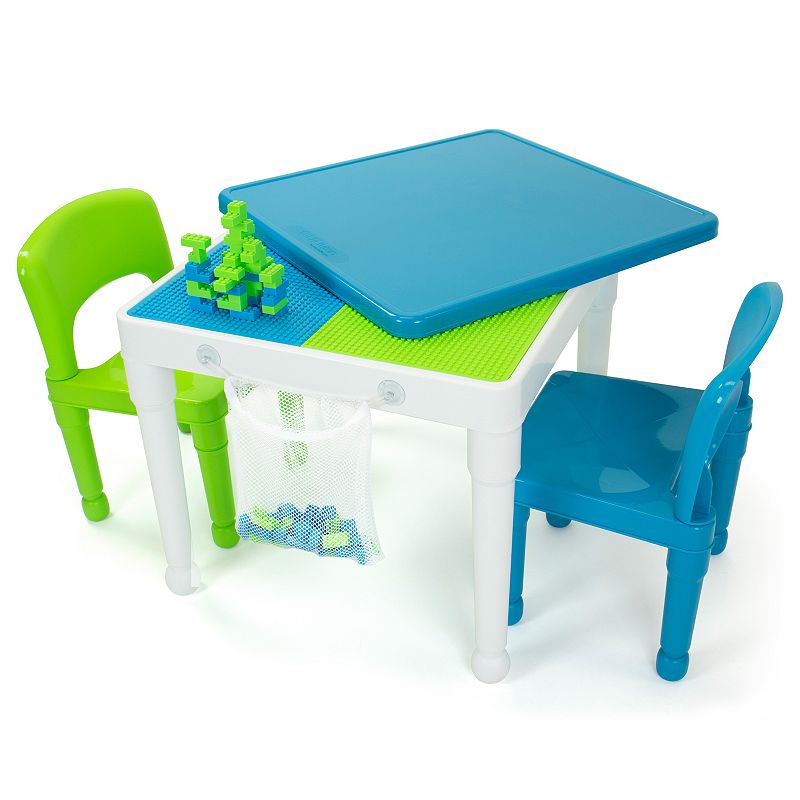 Humble Crew 2-in-1 Square Construction Table & 2 Chairs Set, Blue