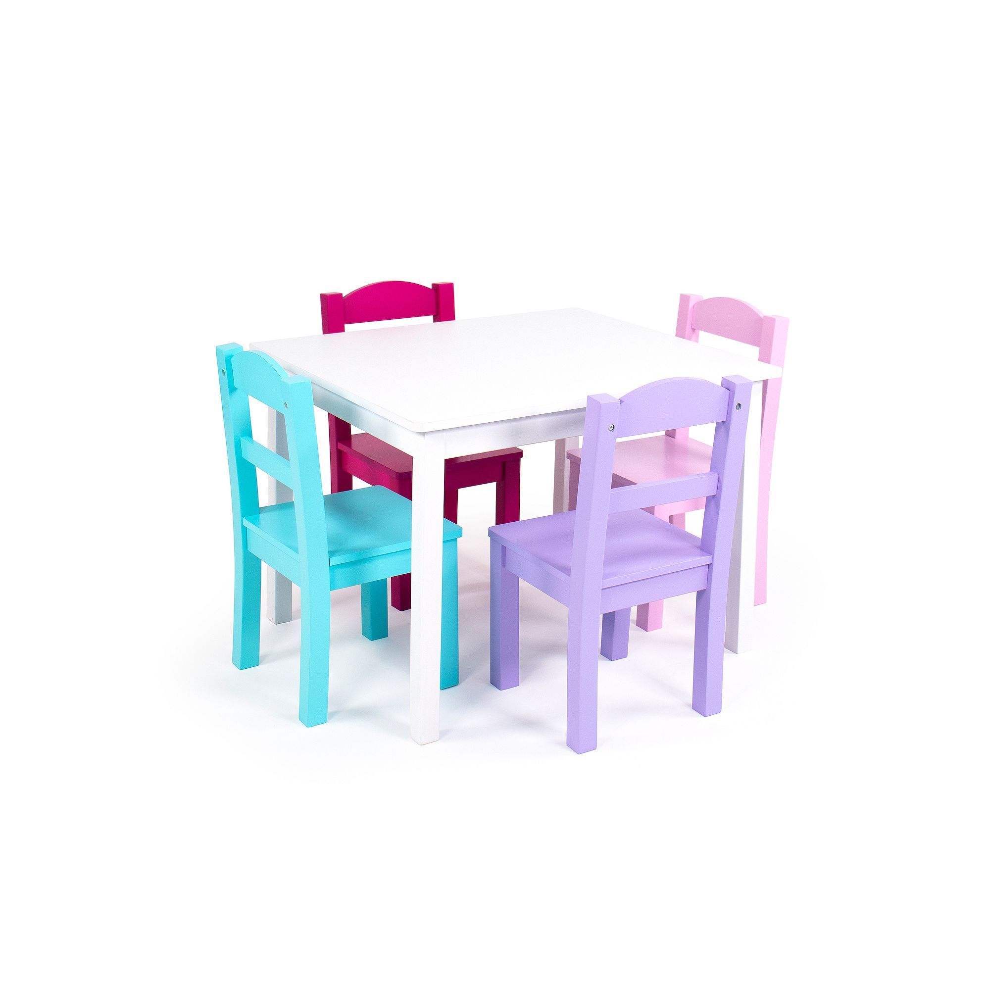 Humble Crew Wood Kids Table & 4 Chairs, Pink