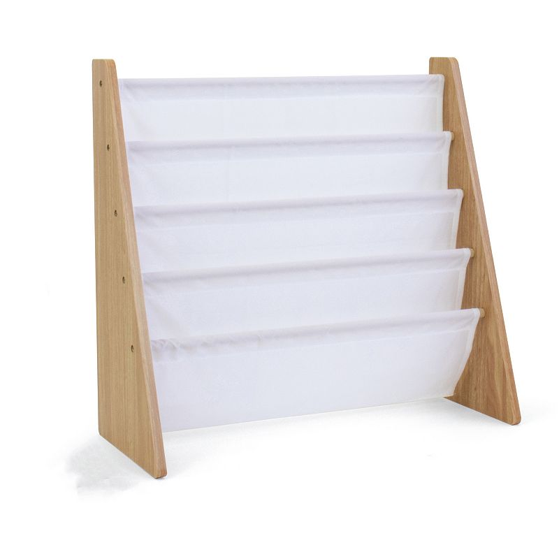 Kids' Journey Bookshelf 4 Tier Book Storage White/ Natural - Humble Crew: Toddler Story Book Shelf for Kids Room