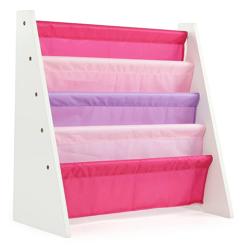 Condition photo showing New/Like New for humble crew kids friends bookshelf 4 tier book storage  white/pink/purple
